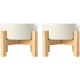SPUNKYJUNKY Ceramic Raised Dog Bowl Set with Bamboo Stand for Cats and Dogs (850 ml, Grey)