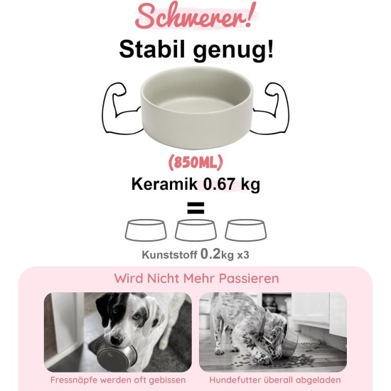 SPUNKYJUNKY Ceramic Raised Dog Bowl Set with Bamboo Stand for Cats and Dogs (850 ml, Grey) SPUNKYJUNKY Ceramic Raised Dog Bowl Set with Bamboo Stand for Cats and Dogs (850 ml, Grey)