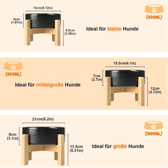 SPUNKYJUNKY Ceramic Raised Dog Bowl Set with Bamboo Stand for Cats and Dogs (850 ml, Grey) SPUNKYJUNKY Ceramic Raised Dog Bowl Set with Bamboo Stand for Cats and Dogs (850 ml, Grey)