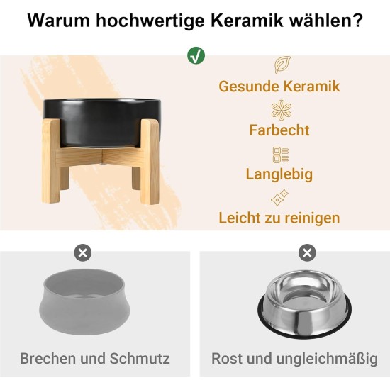 SPUNKYJUNKY Ceramic Raised Dog Bowl Set with Bamboo Stand for Cats and Dogs (850 ml, Grey) SPUNKYJUNKY Ceramic Raised Dog Bowl Set with Bamboo Stand for Cats and Dogs (850 ml, Grey)
