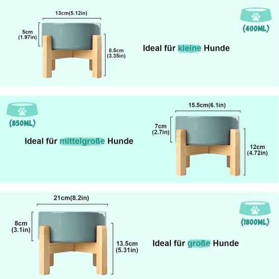 SPUNKYJUNKY Ceramic Raised Dog Bowl Set with Bamboo Stand for Cats and Dogs (850 ml, Grey) SPUNKYJUNKY Ceramic Raised Dog Bowl Set with Bamboo Stand for Cats and Dogs (850 ml, Grey)