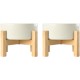 SPUNKYJUNKY Ceramic Raised Dog Bowl Set with Bamboo Stand for Cats and Dogs (850 ml, Grey)