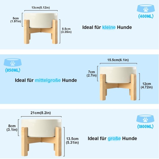 SPUNKYJUNKY Ceramic Raised Dog Bowl Set with Bamboo Stand for Cats and Dogs (850 ml, Grey) SPUNKYJUNKY Ceramic Raised Dog Bowl Set with Bamboo Stand for Cats and Dogs (850 ml, Grey)