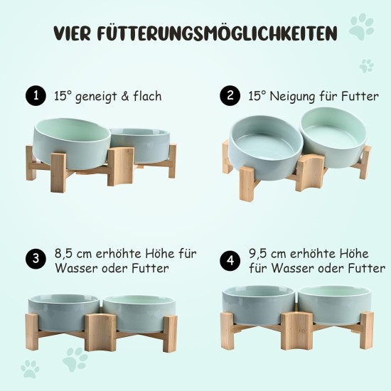SPUNKYJUNKY Tilting Dog Bowl Ceramic Double Dog Feeding Bowl with Bamboo Stand 0° and 15° Tilt Angle for Pets Cats and Puppies Large Face Dog (850 ml, Grey × 2) SPUNKYJUNKY Tilting Dog Bowl Ceramic Double Dog Feeding Bowl with Bamboo Stand 0° and 15° Tilt Angle for Pets Cats and Puppies Large Face Dog (850 ml, Grey × 2)