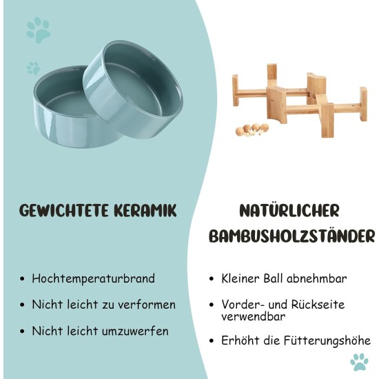 SPUNKYJUNKY Tilting Dog Bowl Ceramic Double Dog Feeding Bowl with Bamboo Stand 0° and 15° Tilt Angle for Pets Cats and Puppies Large Face Dog (850 ml, Grey × 2) SPUNKYJUNKY Tilting Dog Bowl Ceramic Double Dog Feeding Bowl with Bamboo Stand 0° and 15° Tilt Angle for Pets Cats and Puppies Large Face Dog (850 ml, Grey × 2)