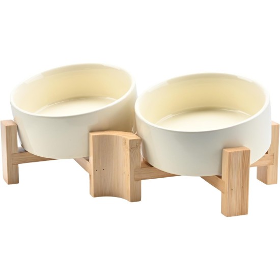 SPUNKYJUNKY Tilting Dog Bowl Ceramic Double Dog Feeding Bowl with Bamboo Stand 0° and 15° Tilt Angle for Pets Cats and Puppies Large Face Dog (850 ml, Grey × 2) SPUNKYJUNKY Tilting Dog Bowl Ceramic Double Dog Feeding Bowl with Bamboo Stand 0° and 15° Tilt Angle for Pets Cats and Puppies Large Face Dog (850 ml, Grey × 2)