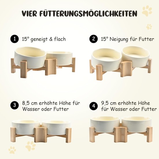 SPUNKYJUNKY Tilting Dog Bowl Ceramic Double Dog Feeding Bowl with Bamboo Stand 0° and 15° Tilt Angle for Pets Cats and Puppies Large Face Dog (850 ml, Grey × 2) SPUNKYJUNKY Tilting Dog Bowl Ceramic Double Dog Feeding Bowl with Bamboo Stand 0° and 15° Tilt Angle for Pets Cats and Puppies Large Face Dog (850 ml, Grey × 2)