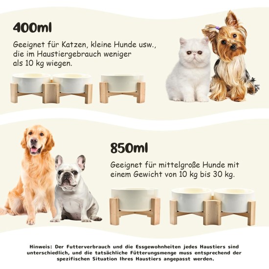 SPUNKYJUNKY Tilting Dog Bowl Ceramic Double Dog Feeding Bowl with Bamboo Stand 0° and 15° Tilt Angle for Pets Cats and Puppies Large Face Dog (850 ml, Grey × 2) SPUNKYJUNKY Tilting Dog Bowl Ceramic Double Dog Feeding Bowl with Bamboo Stand 0° and 15° Tilt Angle for Pets Cats and Puppies Large Face Dog (850 ml, Grey × 2)
