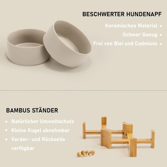 SPUNKYJUNKY Tilting Dog Bowl Ceramic Double Dog Feeding Bowl with Bamboo Stand 0° and 15° Tilt Angle for Pets Cats and Puppies Large Face Dog (850 ml, Grey × 2) SPUNKYJUNKY Tilting Dog Bowl Ceramic Double Dog Feeding Bowl with Bamboo Stand 0° and 15° Tilt Angle for Pets Cats and Puppies Large Face Dog (850 ml, Grey × 2)