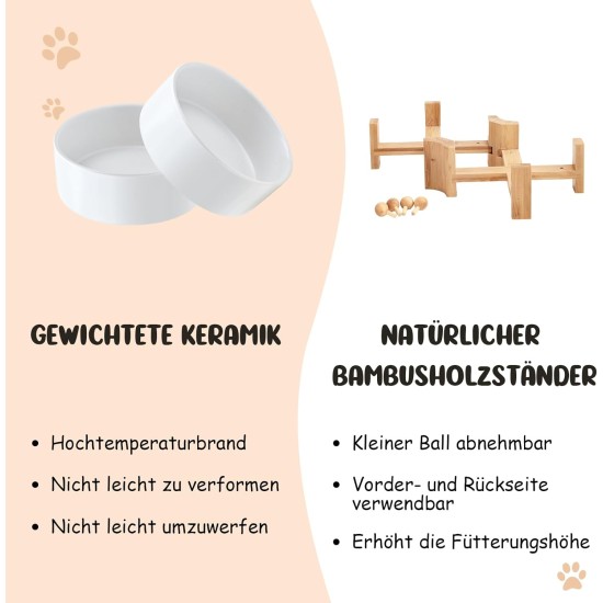 SPUNKYJUNKY Tilting Dog Bowl Ceramic Double Dog Feeding Bowl with Bamboo Stand 0° and 15° Tilt Angle for Pets Cats and Puppies Large Face Dog (850 ml, Grey × 2) SPUNKYJUNKY Tilting Dog Bowl Ceramic Double Dog Feeding Bowl with Bamboo Stand 0° and 15° Tilt Angle for Pets Cats and Puppies Large Face Dog (850 ml, Grey × 2)