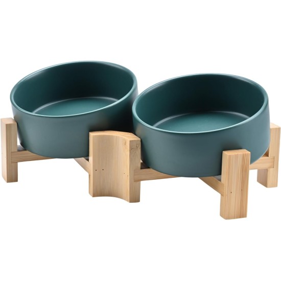 SPUNKYJUNKY Tilting Dog Bowl Ceramic Double Dog Feeding Bowl with Bamboo Stand 0° and 15° Tilt Angle for Pets Cats and Puppies Large Face Dog (850 ml, Grey × 2) SPUNKYJUNKY Tilting Dog Bowl Ceramic Double Dog Feeding Bowl with Bamboo Stand 0° and 15° Tilt Angle for Pets Cats and Puppies Large Face Dog (850 ml, Grey × 2)