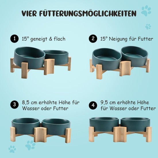 SPUNKYJUNKY Tilting Dog Bowl Ceramic Double Dog Feeding Bowl with Bamboo Stand 0° and 15° Tilt Angle for Pets Cats and Puppies Large Face Dog (850 ml, Grey × 2) SPUNKYJUNKY Tilting Dog Bowl Ceramic Double Dog Feeding Bowl with Bamboo Stand 0° and 15° Tilt Angle for Pets Cats and Puppies Large Face Dog (850 ml, Grey × 2)