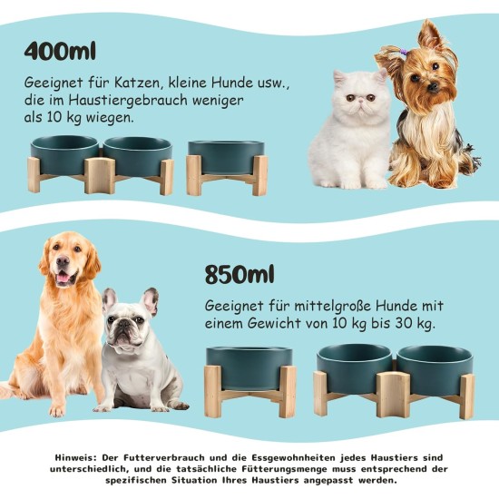 SPUNKYJUNKY Tilting Dog Bowl Ceramic Double Dog Feeding Bowl with Bamboo Stand 0° and 15° Tilt Angle for Pets Cats and Puppies Large Face Dog (850 ml, Grey × 2) SPUNKYJUNKY Tilting Dog Bowl Ceramic Double Dog Feeding Bowl with Bamboo Stand 0° and 15° Tilt Angle for Pets Cats and Puppies Large Face Dog (850 ml, Grey × 2)