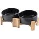 SPUNKYJUNKY Tilting Dog Bowl Ceramic Double Dog Feeding Bowl with Bamboo Stand 0° and 15° Tilt Angle for Pets Cats and Puppies Large Face Dog (850 ml, Grey × 2) SPUNKYJUNKY Tilting Dog Bowl Ceramic Double Dog Feeding Bowl with Bamboo Stand 0° and 15° Tilt Angle for Pets Cats and Puppies Large Face Dog (850 ml, Grey × 2)