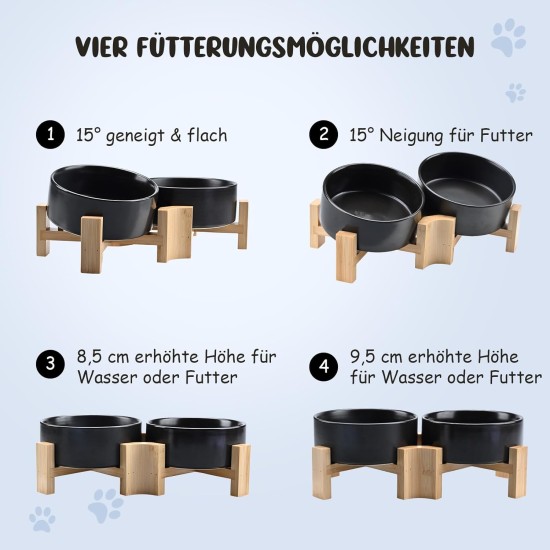 SPUNKYJUNKY Tilting Dog Bowl Ceramic Double Dog Feeding Bowl with Bamboo Stand 0° and 15° Tilt Angle for Pets Cats and Puppies Large Face Dog (850 ml, Grey × 2) SPUNKYJUNKY Tilting Dog Bowl Ceramic Double Dog Feeding Bowl with Bamboo Stand 0° and 15° Tilt Angle for Pets Cats and Puppies Large Face Dog (850 ml, Grey × 2)