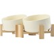 SPUNKYJUNKY Tilting Dog Bowl Ceramic Double Dog Feeding Bowl with Bamboo Stand 0° and 15° Tilt Angle for Pets Cats and Puppies Large Face Dog (850 ml, Grey × 2) SPUNKYJUNKY Tilting Dog Bowl Ceramic Double Dog Feeding Bowl with Bamboo Stand 0° and 15° Tilt Angle for Pets Cats and Puppies Large Face Dog (850 ml, Grey × 2)