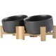 SPUNKYJUNKY Tilting Dog Bowl Ceramic Double Dog Feeding Bowl with Bamboo Stand 0° and 15° Tilt Angle for Pets Cats and Puppies Large Face Dog (850 ml, Grey × 2) SPUNKYJUNKY Tilting Dog Bowl Ceramic Double Dog Feeding Bowl with Bamboo Stand 0° and 15° Tilt Angle for Pets Cats and Puppies Large Face Dog (850 ml, Grey × 2)