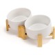 SPUNKYJUNKY Tilting Dog Bowl Ceramic Double Dog Feeding Bowl with Bamboo Stand 0° and 15° Tilt Angle for Pets Cats and Puppies Large Face Dog (850 ml, Grey × 2) SPUNKYJUNKY Tilting Dog Bowl Ceramic Double Dog Feeding Bowl with Bamboo Stand 0° and 15° Tilt Angle for Pets Cats and Puppies Large Face Dog (850 ml, Grey × 2)