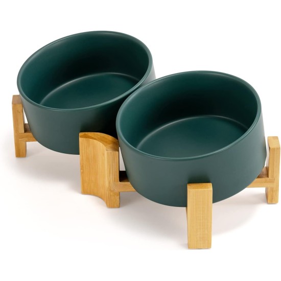 SPUNKYJUNKY Tilting Dog Bowl Ceramic Double Dog Feeding Bowl with Bamboo Stand 0° and 15° Tilt Angle for Pets Cats and Puppies Large Face Dog (850 ml, Grey × 2) SPUNKYJUNKY Tilting Dog Bowl Ceramic Double Dog Feeding Bowl with Bamboo Stand 0° and 15° Tilt Angle for Pets Cats and Puppies Large Face Dog (850 ml, Grey × 2)
