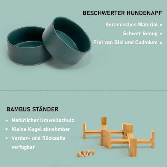 SPUNKYJUNKY Tilting Dog Bowl Ceramic Double Dog Feeding Bowl with Bamboo Stand 0° and 15° Tilt Angle for Pets Cats and Puppies Large Face Dog (850 ml, Grey × 2) SPUNKYJUNKY Tilting Dog Bowl Ceramic Double Dog Feeding Bowl with Bamboo Stand 0° and 15° Tilt Angle for Pets Cats and Puppies Large Face Dog (850 ml, Grey × 2)