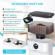 Sailnovo Automatic Feeder for Two Cats, Pet Dry Food Dispenser with Two Stainless Steel Bowls, 10s Voice Reminder, up to 80 Servings and 4 Meals a Day for Cat and Dog, White, 5 L