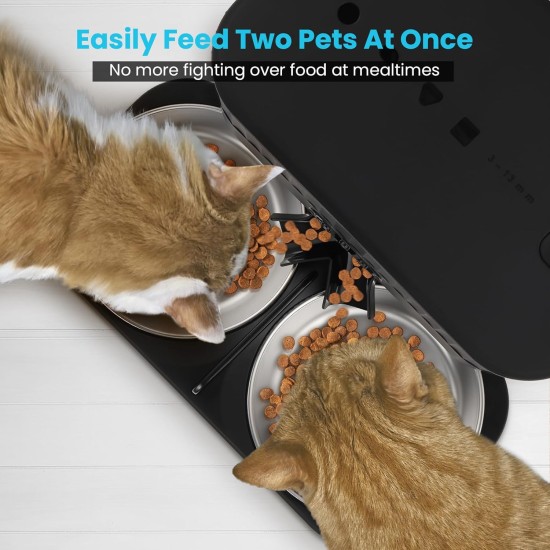 Sailvono 5L Automatic Cat Feeder, 2 Bowls, Intelligent Cat Food, Easy to Use, Feeder for Cats/Dogs, Voice Recorder, with 2 Stainless Steel Bowls, Black Sailvono 5L Automatic Cat Feeder, 2 Bowls, Intelligent Cat Food, Easy to Use, Feeder for Cats/Dogs, Voice Recorder, with 2 Stainless Steel Bowls, Black