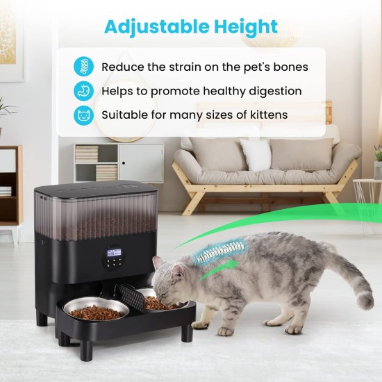 Sailvono 5L Automatic Cat Feeder, 2 Bowls, Intelligent Cat Food, Easy to Use, Feeder for Cats/Dogs, Voice Recorder, with 2 Stainless Steel Bowls, Black Sailvono 5L Automatic Cat Feeder, 2 Bowls, Intelligent Cat Food, Easy to Use, Feeder for Cats/Dogs, Voice Recorder, with 2 Stainless Steel Bowls, Black