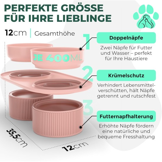 Set of 3 Raised Feeding Bowls, Ergonomic Feeding Bowl, Drinking Bowl, Double Feeding Bowl, Cat Bowl, Dog Bowl, Ceramic Feeding Bowl, Dog Feeding Bowl Set of 3 Raised Feeding Bowls, Ergonomic Feeding Bowl, Drinking Bowl, Double Feeding Bowl, Cat Bowl, Dog Bowl, Ceramic Feeding Bowl, Dog Feeding Bowl
