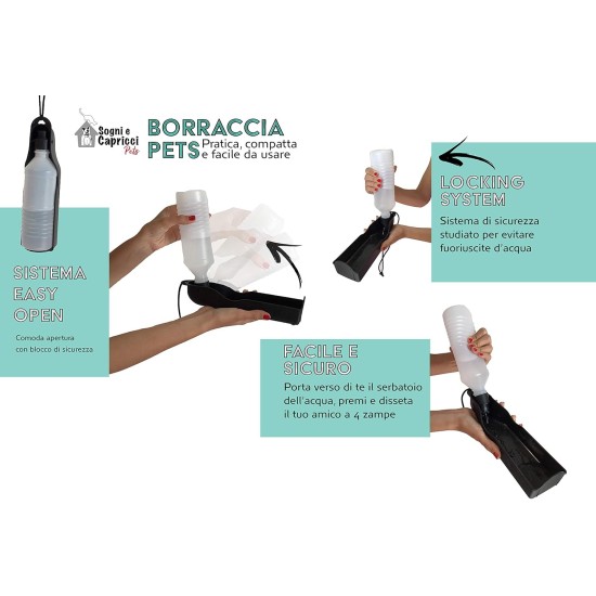Sogni e capricci Borraccia Pets Moving Water Bottle, Plastic, Black/Clear, One Size Sogni e capricci Borraccia Pets Moving Water Bottle, Plastic, Black/Clear, One Size