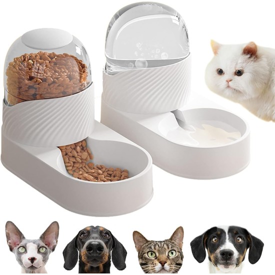 Sonhomay Pet Feeder and Waterer Set 2L Automatic Dog Cat Gravity Feeder and Water Dispenser 2 in 1 Cat Food Water Dispenser Sonhomay Pet Feeder and Waterer Set 2L Automatic Dog Cat Gravity Feeder and Water Dispenser 2 in 1 Cat Food Water Dispenser