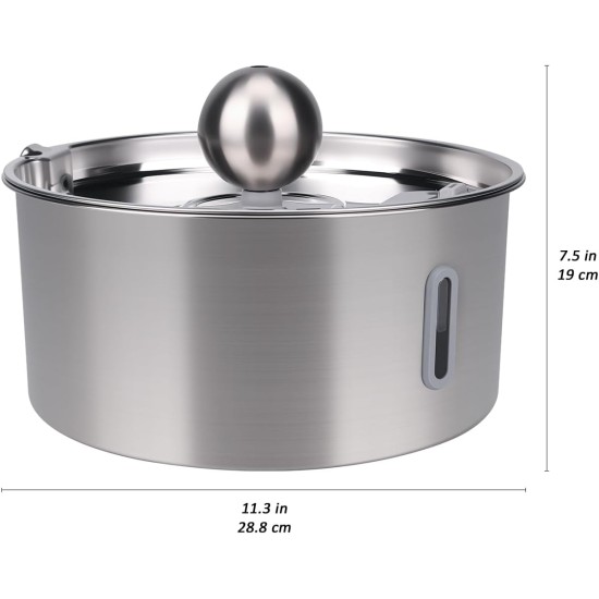 Stainless Steel 7L Drinking Fountain for Cats and Dogs, Stainless Steel Dog Fountain with 5-Layer Filtration and LED Light, Ultralight Pump with Overload Protection for Large Dogs/Multiple Cats, with Stainless Steel 7L Drinking Fountain for Cats and Dogs, Stainless Steel Dog Fountain with 5-Layer Filtration and LED Light, Ultralight Pump with Overload Protection for Large Dogs/Multiple Cats, with