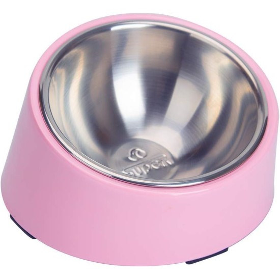SuperDesign Dog Bowl 15 Degree Tilt, Slanted Cat Bowl, Tilted Raised Feeding Bowl, Raised Feeding Station, Non-Slip Melamine Stand