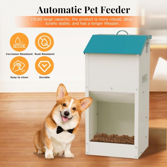 Svaoumu Galvanized Automatic Dog Food Dispenser 6kg Outdoor Gravity Metal Food Dispenser for Puppies, Cats and Dogs Svaoumu Galvanized Automatic Dog Food Dispenser 6kg Outdoor Gravity Metal Food Dispenser for Puppies, Cats and Dogs
