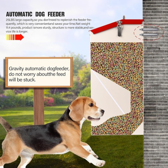 Svauoumu Automatic Feeder for Dogs, 25 lb Capacity, Outdoor Dog Feeder, Gravity Feeder Chute, Large Dog Travel Refill Feeder Svauoumu Automatic Feeder for Dogs, 25 lb Capacity, Outdoor Dog Feeder, Gravity Feeder Chute, Large Dog Travel Refill Feeder
