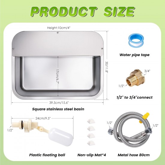 Svauoumu Dog Pool Automatic Dog Water Dispenser, 11 lbs Outdoor Dog Watere Stainless Steel Water Bowl for Large Dogs, Large Dog Water Bowl, Stainless Steel Water Bowl Svauoumu Dog Pool Automatic Dog Water Dispenser, 11 lbs Outdoor Dog Watere Stainless Steel Water Bowl for Large Dogs, Large Dog Water Bowl, Stainless Steel Water Bowl