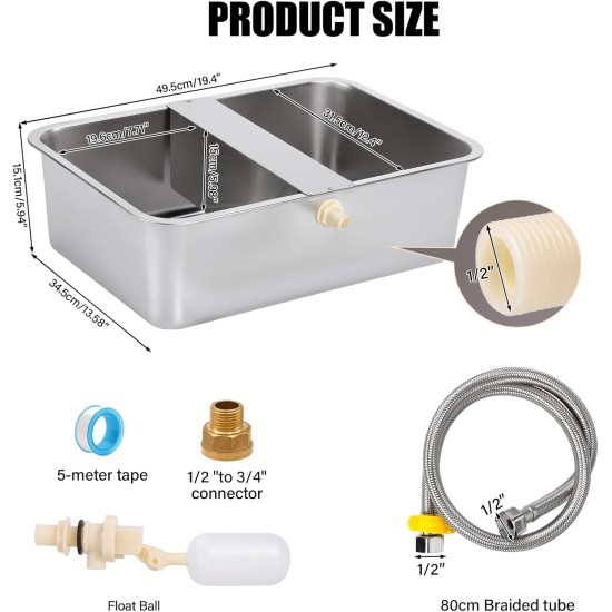 Svauoumu Dog Pool Automatic Dog Water Dispenser, 25 Litre Dog Water Outdoor Stainless Steel Water Bowl for Large Dogs, Large Dog Water Bowl, Stainless Steel Water Bowl (25 L) Svauoumu Dog Pool Automatic Dog Water Dispenser, 25 Litre Dog Water Outdoor Stainless Steel Water Bowl for Large Dogs, Large Dog Water Bowl, Stainless Steel Water Bowl (25 L)