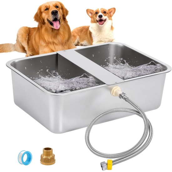 Svauoumu Dog Pool Automatic Dog Water Dispenser, 25 Litre Dog Water Outdoor Stainless Steel Water Bowl for Large Dogs, Large Dog Water Bowl, Stainless Steel Water Bowl (25 L) Svauoumu Dog Pool Automatic Dog Water Dispenser, 25 Litre Dog Water Outdoor Stainless Steel Water Bowl for Large Dogs, Large Dog Water Bowl, Stainless Steel Water Bowl (25 L)