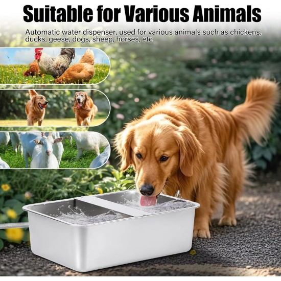 Svauoumu Dog Pool Automatic Dog Water Dispenser, 25 Litre Dog Water Outdoor Stainless Steel Water Bowl for Large Dogs, Large Dog Water Bowl, Stainless Steel Water Bowl (25 L) Svauoumu Dog Pool Automatic Dog Water Dispenser, 25 Litre Dog Water Outdoor Stainless Steel Water Bowl for Large Dogs, Large Dog Water Bowl, Stainless Steel Water Bowl (25 L)