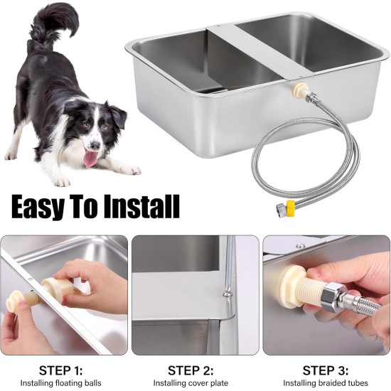 Svauoumu Dog Pool Automatic Dog Water Dispenser, 25 Litre Dog Water Outdoor Stainless Steel Water Bowl for Large Dogs, Large Dog Water Bowl, Stainless Steel Water Bowl (25 L) Svauoumu Dog Pool Automatic Dog Water Dispenser, 25 Litre Dog Water Outdoor Stainless Steel Water Bowl for Large Dogs, Large Dog Water Bowl, Stainless Steel Water Bowl (25 L)
