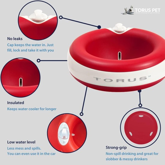 Torus Pet Maxi Filtered Water Bowl (Blue) - 2 Litre - Home & Travel Bowl - Autofill - No Leaks - Antimicrobial - BPA Free - Dog - Cat Torus Pet Maxi Filtered Water Bowl (Blue) - 2 Litre - Home & Travel Bowl - Autofill - No Leaks - Antimicrobial - BPA Free - Dog - Cat