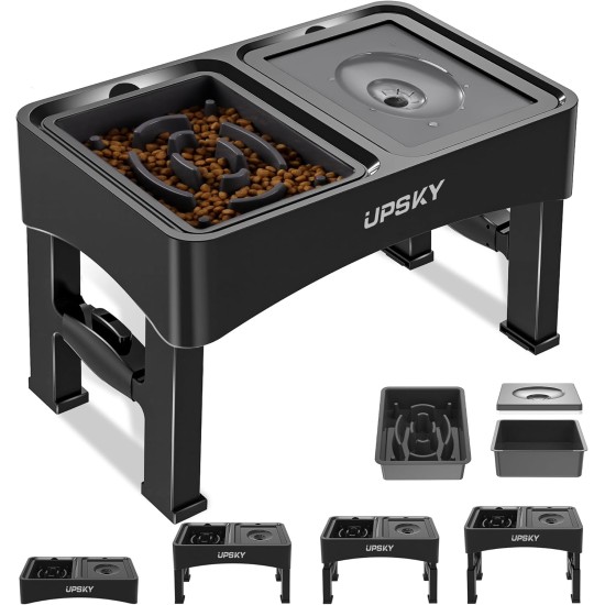 UPSKY 2-in-1 Raised Dog Bowls for Slow Eating, 4 Height Adjustable Raised Dog Bowl Stands, No Spill, Water Bowl Dispenser, Non-Slip Dog Food and Water Bowl for Small, UPSKY 2-in-1 Raised Dog Bowls for Slow Eating, 4 Height Adjustable Raised Dog Bowl Stands, No Spill, Water Bowl Dispenser, Non-Slip Dog Food and Water Bowl for Small,