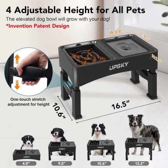 UPSKY 2-in-1 Raised Dog Bowls for Slow Eating, 4 Height Adjustable Raised Dog Bowl Stands, No Spill, Water Bowl Dispenser, Non-Slip Dog Food and Water Bowl for Small, UPSKY 2-in-1 Raised Dog Bowls for Slow Eating, 4 Height Adjustable Raised Dog Bowl Stands, No Spill, Water Bowl Dispenser, Non-Slip Dog Food and Water Bowl for Small,