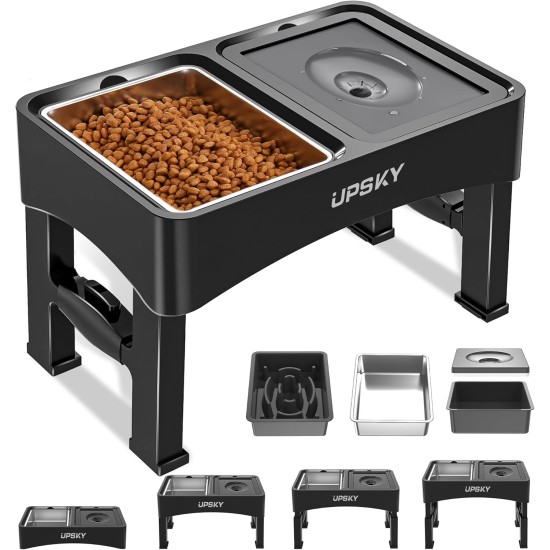 UPSKY 2-in-1 Raised Dog Bowls for Slow Eating, 4 Height Adjustable Raised Dog Bowl Stands, No Spill, Water Bowl Dispenser, Non-Slip Dog Food and Water Bowl for Small, UPSKY 2-in-1 Raised Dog Bowls for Slow Eating, 4 Height Adjustable Raised Dog Bowl Stands, No Spill, Water Bowl Dispenser, Non-Slip Dog Food and Water Bowl for Small,