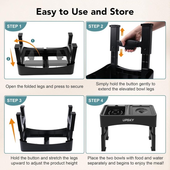 UPSKY 2-in-1 Raised Dog Bowls for Slow Eating, 4 Height Adjustable Raised Dog Bowl Stands, No Spill, Water Bowl Dispenser, Non-Slip Dog Food and Water Bowl for Small, UPSKY 2-in-1 Raised Dog Bowls for Slow Eating, 4 Height Adjustable Raised Dog Bowl Stands, No Spill, Water Bowl Dispenser, Non-Slip Dog Food and Water Bowl for Small,