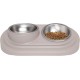 Ubbi Pet Feeding Bowls Set, One Elevated and One Flat Stainless Steel Bowl with Non-Slip Mat, Pet Feeder Bowls for Dogs or Cats, Ergonomic Design, Charcoal
