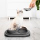 Ubbi Pet Feeding Bowls Set, One Elevated and One Flat Stainless Steel Bowl with Non-Slip Mat, Pet Feeder Bowls for Dogs or Cats, Ergonomic Design, Charcoal