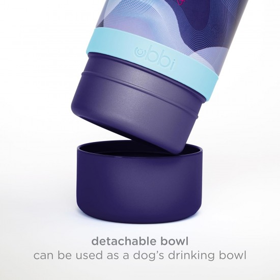 Ubbi Pup & Me Stainless Steel Insulated Portable 32 oz. Water Bottle for Dogs and Owners with Attached Dog Bowl, Yellow Ubbi Pup & Me Stainless Steel Insulated Portable 32 oz. Water Bottle for Dogs and Owners with Attached Dog Bowl, Yellow