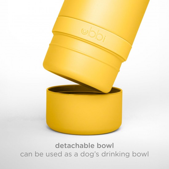 Ubbi Pup & Me Stainless Steel Insulated Portable 32 oz. Water Bottle for Dogs and Owners with Attached Dog Bowl, Yellow Ubbi Pup & Me Stainless Steel Insulated Portable 32 oz. Water Bottle for Dogs and Owners with Attached Dog Bowl, Yellow