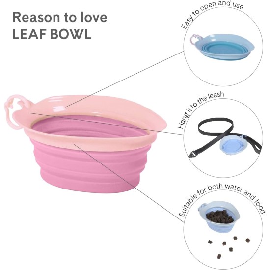 United Pets Leaf Bowl Design Travel Bowl for Dogs, Collapsible and Takeaway, Made of Non-Toxic Silicone, Pink, One Size United Pets Leaf Bowl Design Travel Bowl for Dogs, Collapsible and Takeaway, Made of Non-Toxic Silicone, Pink, One Size
