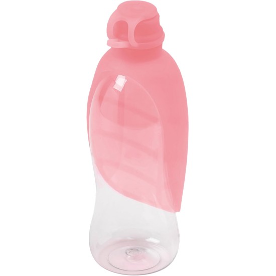 United Pets Leaf Design Silicone Dog Travel Water Dispenser Pink United Pets Leaf Design Silicone Dog Travel Water Dispenser Pink